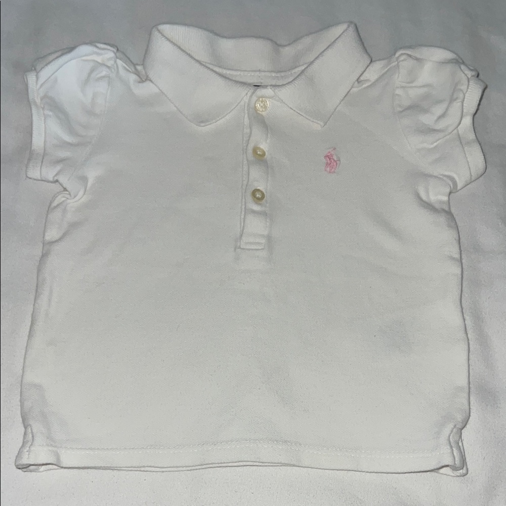 White Polo Ralph Lauren Toddler Shirt Puffy Sleeves Size 9M